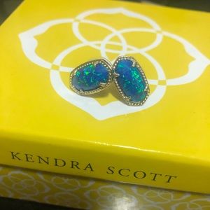 Kendra Scott sterling silver blue opal studs